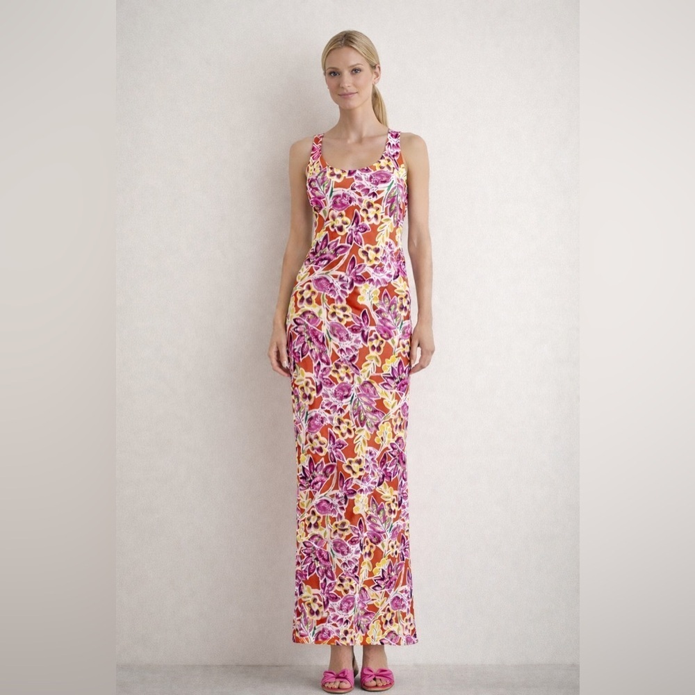 Ralph Lauren Floral Maxi Dress Beachy Colorful Feminine Boho size large